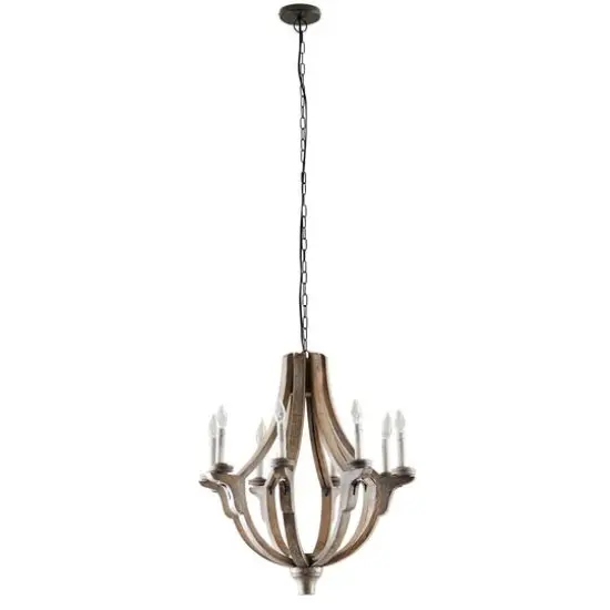 Brown Wood Rustic Candle Chandelier, 28" x 25" x 25" {3}