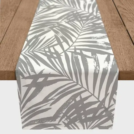 Tropical Leaves Table Runner Gray {4}
