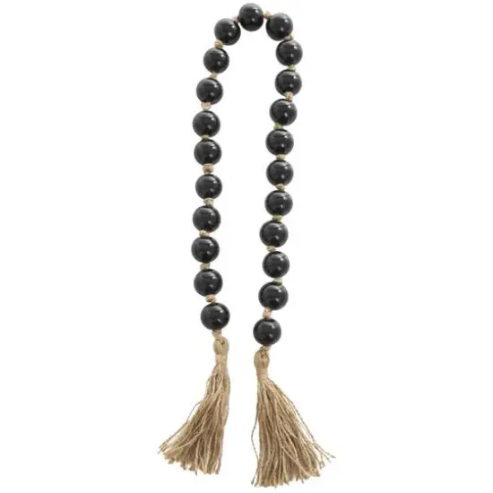 4ft. Glass Handmade Round Beaded Garland with Tassel Black {5}