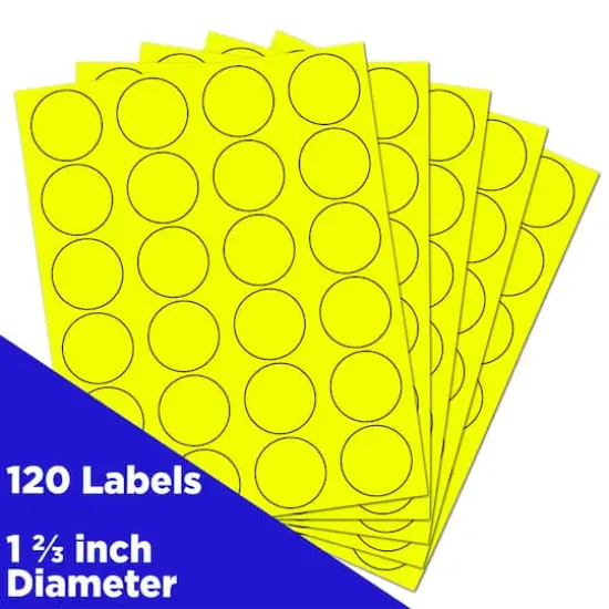 JAM Paper Circle Label Stickers Neon Yellow {4}