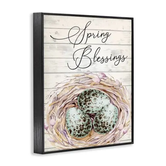 Stupell Industries Spring Blessings Bird Nest Nature Framed Giclee Art Black {4}