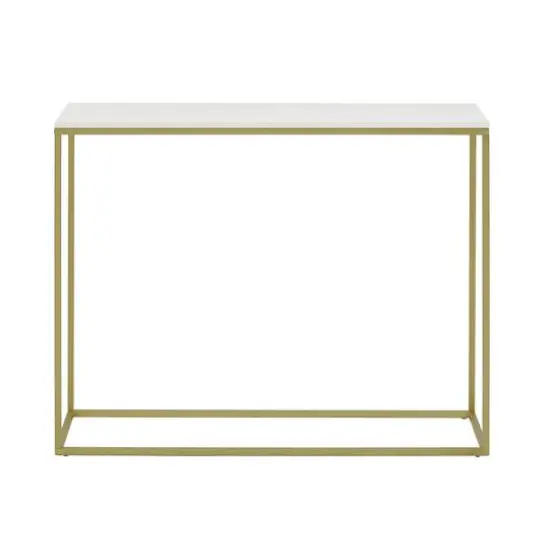 Walker Edison 42" Faux White Marble & Gold Open Box Entry Table {3}