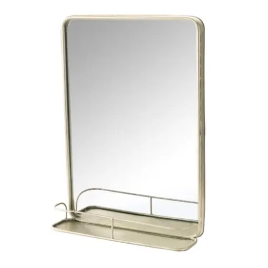 Hello Honey&reg; Gold Rectangle Wall Mirror with Shelf {3}