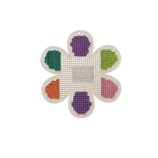 4" Flower Cross Stitch Wood Canvas, 4ct. by Loops & Threads&reg; {3}