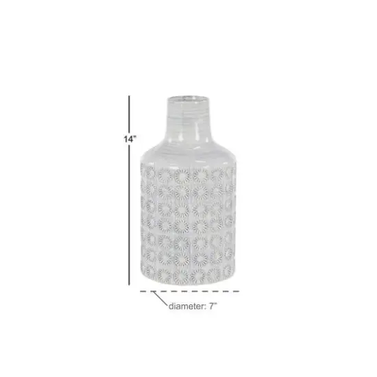 CosmoLiving by Cosmopolitan 14" Gray Porcelain Coastal Style Vase {7}