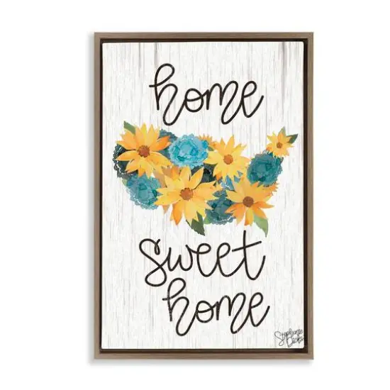 Stupell Industries Floral Americana Phrase Floater Framed Art Brown {1}