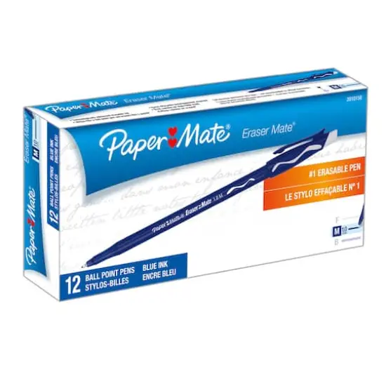 Paper Mate&reg; Eraser Mate&reg; Blue Pen, 2 Packs of 12 {3}