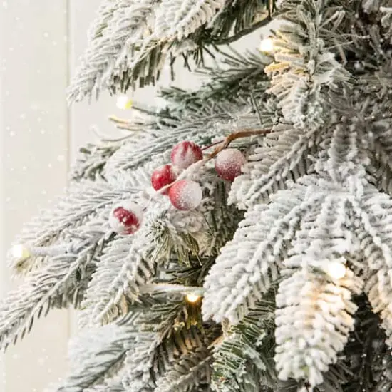 2 Pack 5ft. Pre-Lit Flocked Fir Artificial Christmas Porch Tree in Planter, Warm White Lights {6}