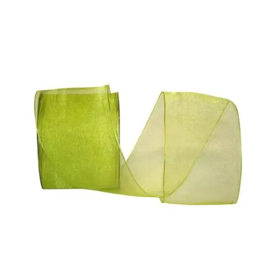 JAM Paper 2.5" x 25yd. Sheer Wired Ribbon Lime {1}