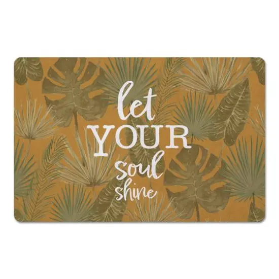 Let Your Soul Shine Topical Palm Floor Mat Yellow {1}