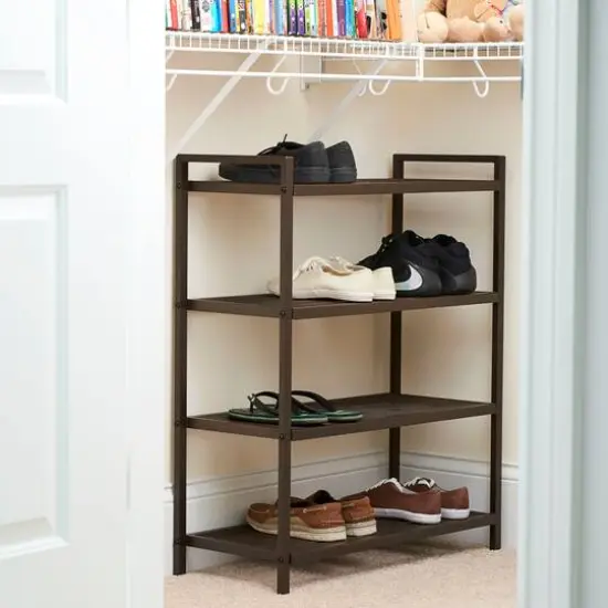 Household Essentials 32" 4-Tier Metal Shoe Rack Brown {4}