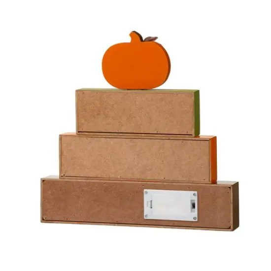 Glitzhome&reg; 12" LED Lighted Fall Wooden Block Word Sign {5}