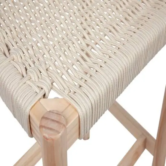 Hello Honey&reg; Fernway 25" Solid Wood and Woven Rope Counter Height Stool Cream {7}