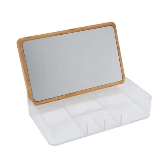 Simplify Bamboo Lid & Mirror Clear 5 Compartment Organizer {1}