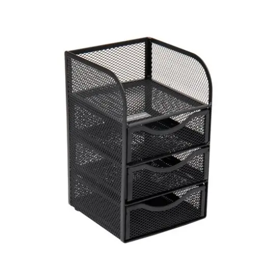 Mind Reader Black 3 Drawers Mini Desk Office Supplies Organizer {5}