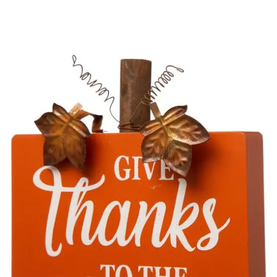 GlitzHome&reg; Fall Wooden Pumpkin Tabletop Sign Set {8}
