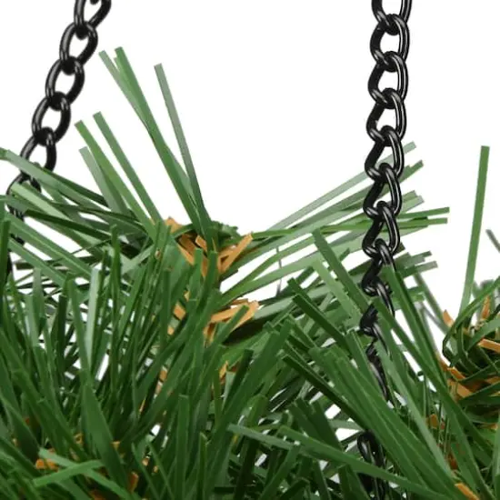 20" Tiffany Fir Hanging Basket With Warm White LED Battery Lights {4}