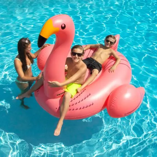 Swim Central 78" Inflatable Pink Giant Flamingo Swimming Pool Ride-On Float {3}