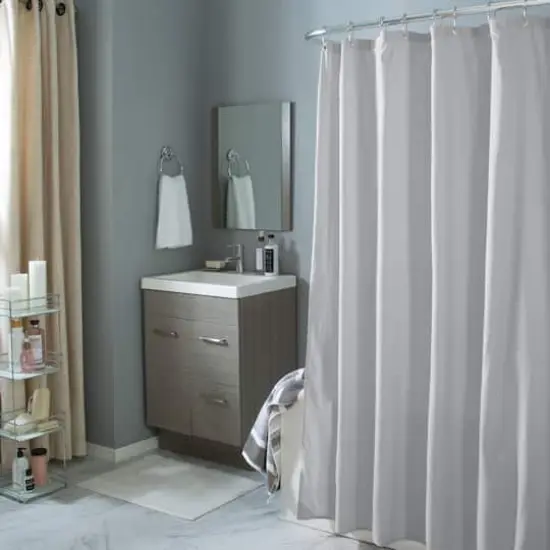 Bath Bliss Microfiber Soft Touch Diamond Design Shower Curtain Liner Silver {9}