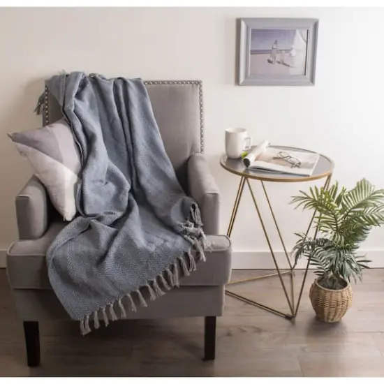 DII&reg; French Blue Tonal Textured Throw {5}