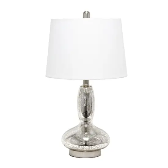 Lalia Home 23.5" Glass Dollop Table Lamp with White Fabric Shade Mercury {1}