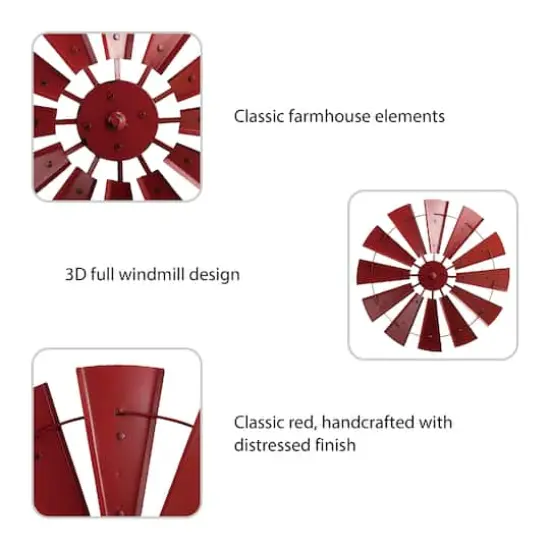 Glitzhome&reg; 28.5" Red Metal Wind Spinner Wall D&eacute;cor {7}
