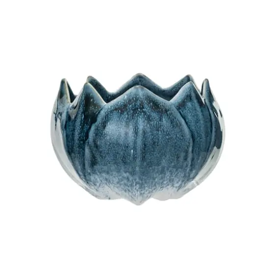 Hello Honey&reg; 7" Blue Reactive Glaze Scalloped Edge Stoneware Planter {3}