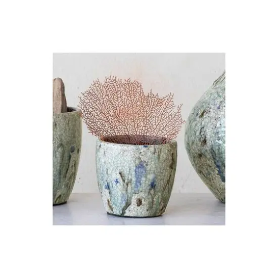 Hello Honey&reg; 5.25" Blue Crackle Glaze Terra Cotta Planter {3}