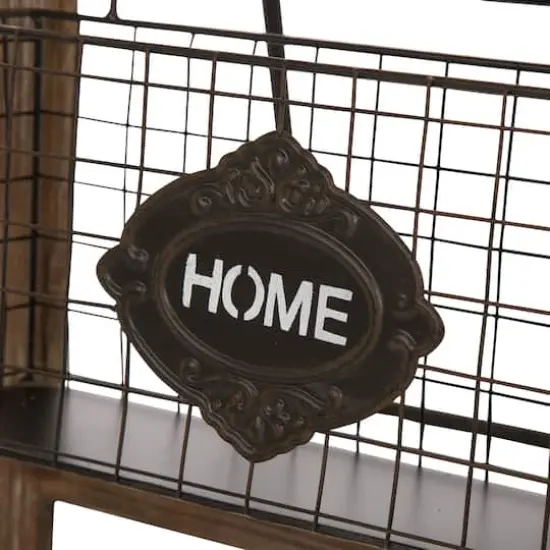 Glitzhome&reg; 43.31" Farmhouse Metal & Wooden Magazine Rack {4}