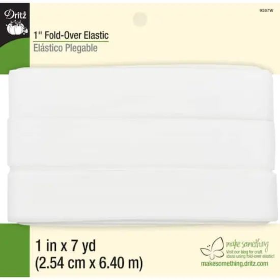 Dritz&reg; White Fold-Over Elastic, 1" x 7yd. {1}