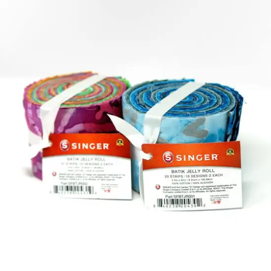 SINGER Handmade Blue Batik Cotton Print Fat Quarter Bundle {4}