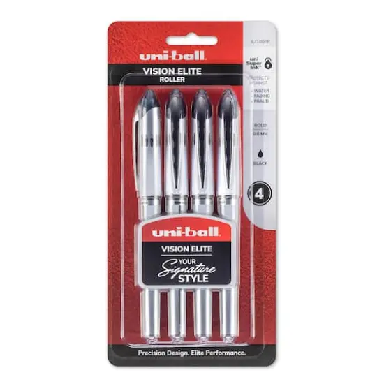 Uni-Ball&reg; Vision Elite 4 Black 0.8mm Rollerball Pen Set {1}