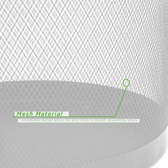 Mind Reader Garbage Round Metal Mesh Waste Basket Recycling Bin White {8}