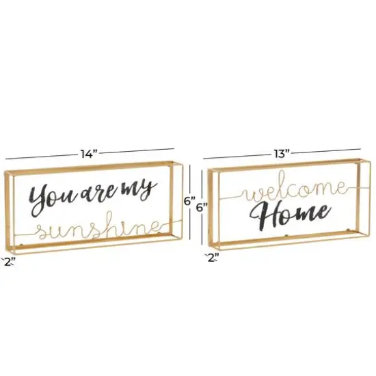 Gold Metal Contemporary Wall Sign Set {6}