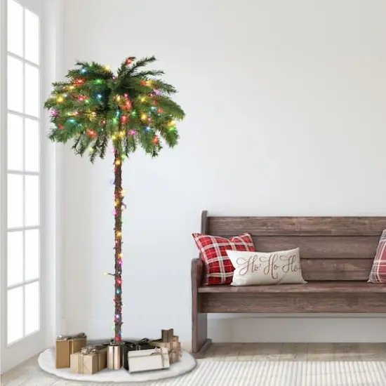 6ft. Pre-Lit Palm Artificial Christmas Tree, Multicolor Lights {4}