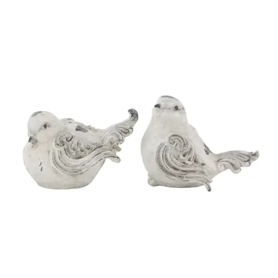 Tan Stone Country Garden Bird Sculpture Set {4}