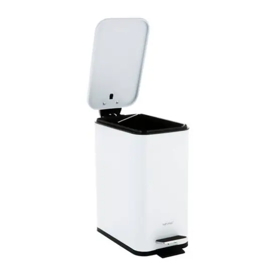 Simplify White 5L Slim Rectangular Pedal Trash Bin with Soft Close Lid {3}
