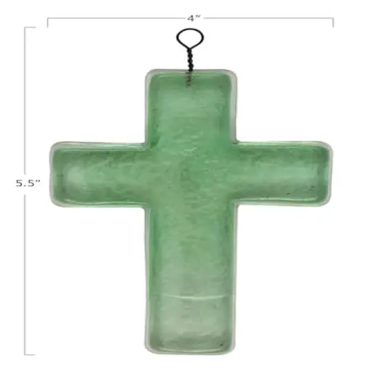 Hello Honey&reg; 5.5" Recycled Glass Hanging Cross {1}