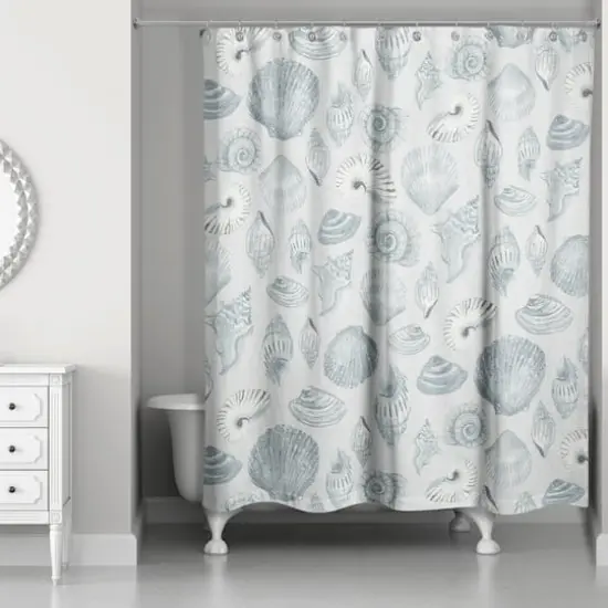 Multi Shell Shower Curtain Blue/Gray {1}