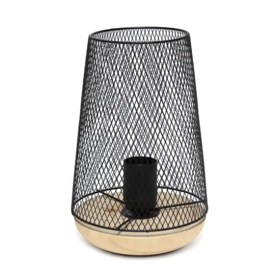 Simple Designs 9" Wired Mesh Uplight Table Lamp Black/Natural {10}