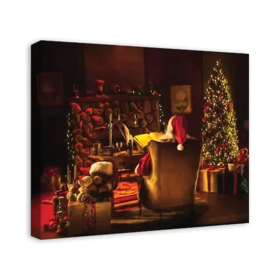 Santa By The Fireplace 24x20 Canvas Wall Art {3}