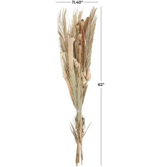 62" Beige Dried Plant Assorted Bouquet Palm Leaf Natural Foliage with Branch Accents {6}
