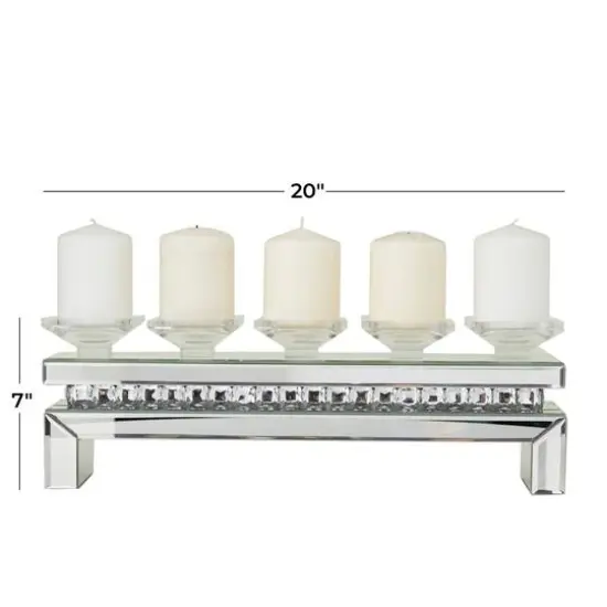 Set of 3 Silver MDF Glam Candle Holder, 7" x 20" x 4" {7}