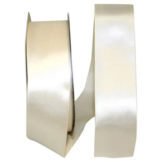 JAM Paper 1.5" x 50yd. Single Face Satin Ribbon Ivory {1}