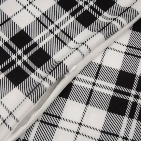 Glitzhome&reg; Polar Fleece Black & White Plaid Reversible Duvet Cover {4}