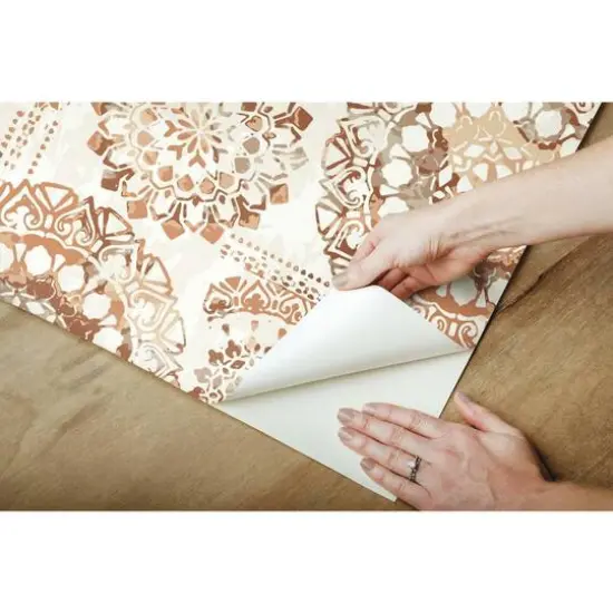 RoomMates Bohemian Medallion Peel & Stick Wallpaper Orange and White {9}
