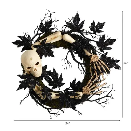 24" Halloween Skull & Bones Wreath {3}