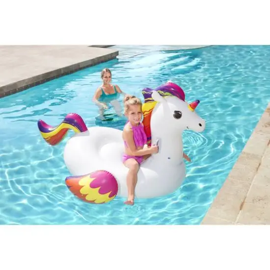 Bestway H2OGO! PVC Fantasy Unicorn Kids Ride-On Pool Float {5}