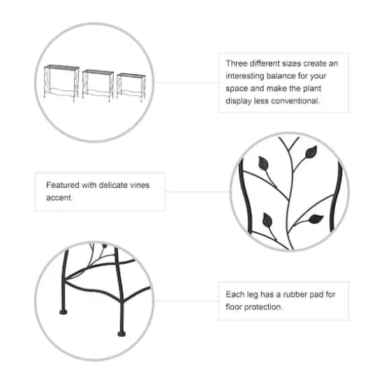 Glitzhome&reg; Black Rectangular Nesting Metal Planter Set {6}