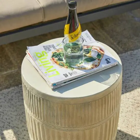 Glitzhome&reg; 18.5" Multi-Functional Textured Garden Stool Cream {7}